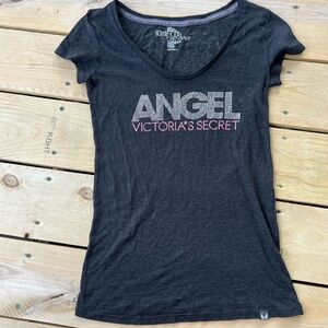 Y2K Victoria's Secret Black Angel Tee Super Model Essentials Size Medium